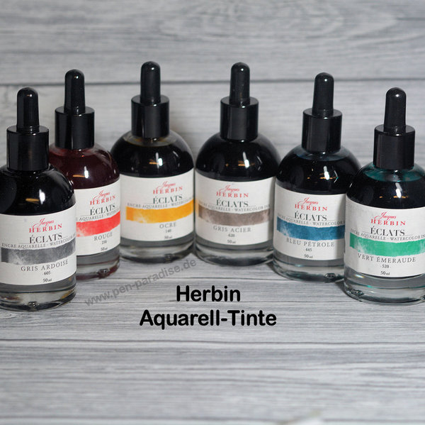 Herbin Aquarell- Tinte 50ml im Glas mit Pipette