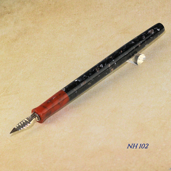 handgefertigter Federhalter NH 102 Steinmehl schwarz/rot